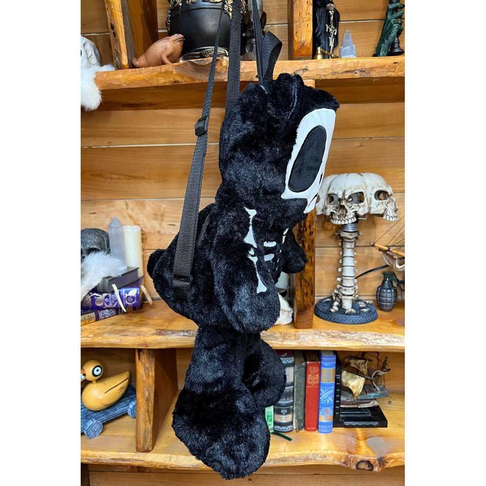 Vampire Freaks - Grumpy Bones Bear Plush Rugtas - Zwart/Wit